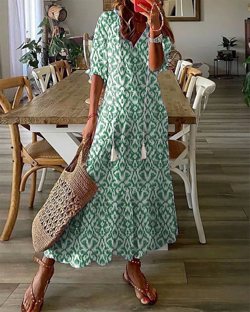 CELESTE | Vestido Boho Vintage de Verano con Escote en V