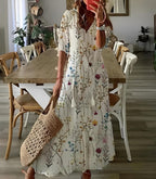 CELESTE | Vestido Boho Vintage de Verano con Escote en V