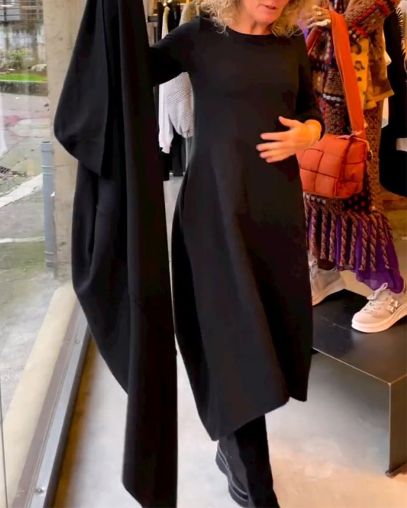 MAEVE | Vestido Midi Negro con Bolsillos