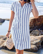 MARTINE | Elegante Vestido Camisero a Rayas