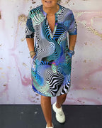BEVERLEY | V-Collar Colorful Dress