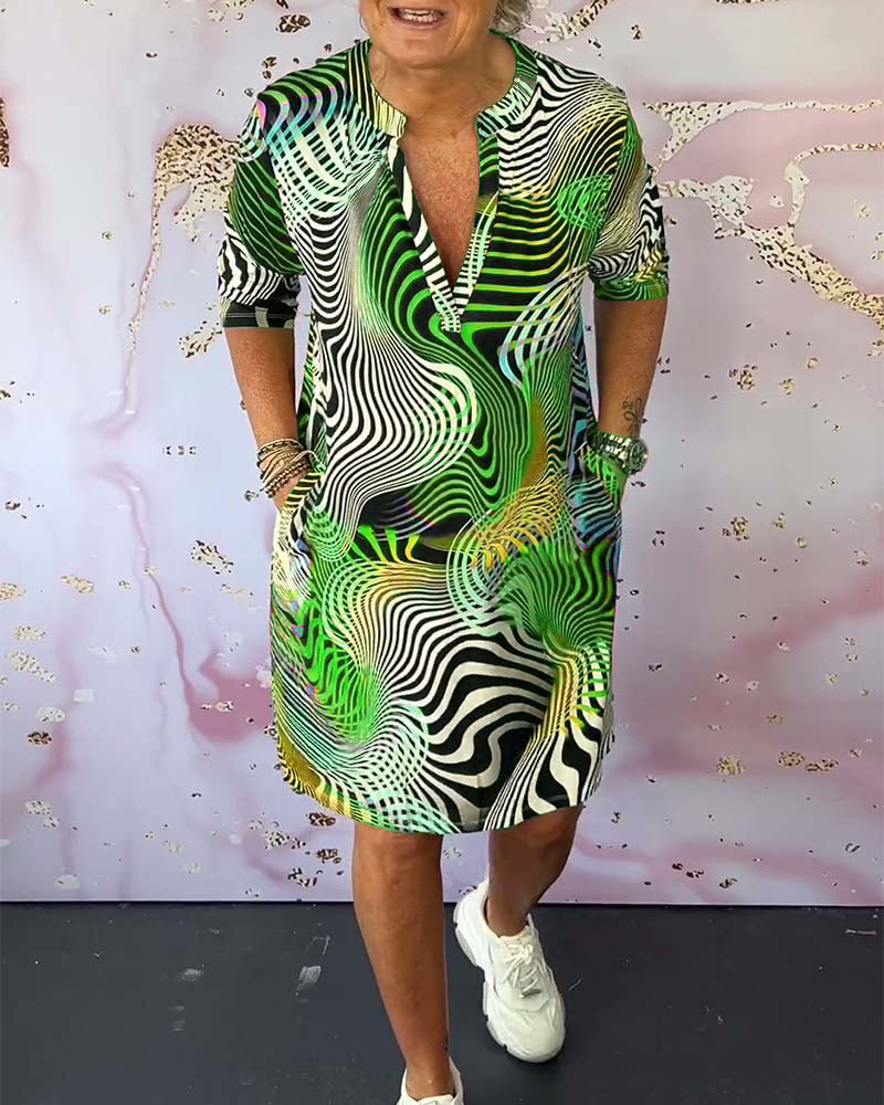 BEVERLEY | V-Collar Colorful Dress