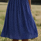ROSALINDA | Vestido Midi con Cuello en V y Estampado de Puntos