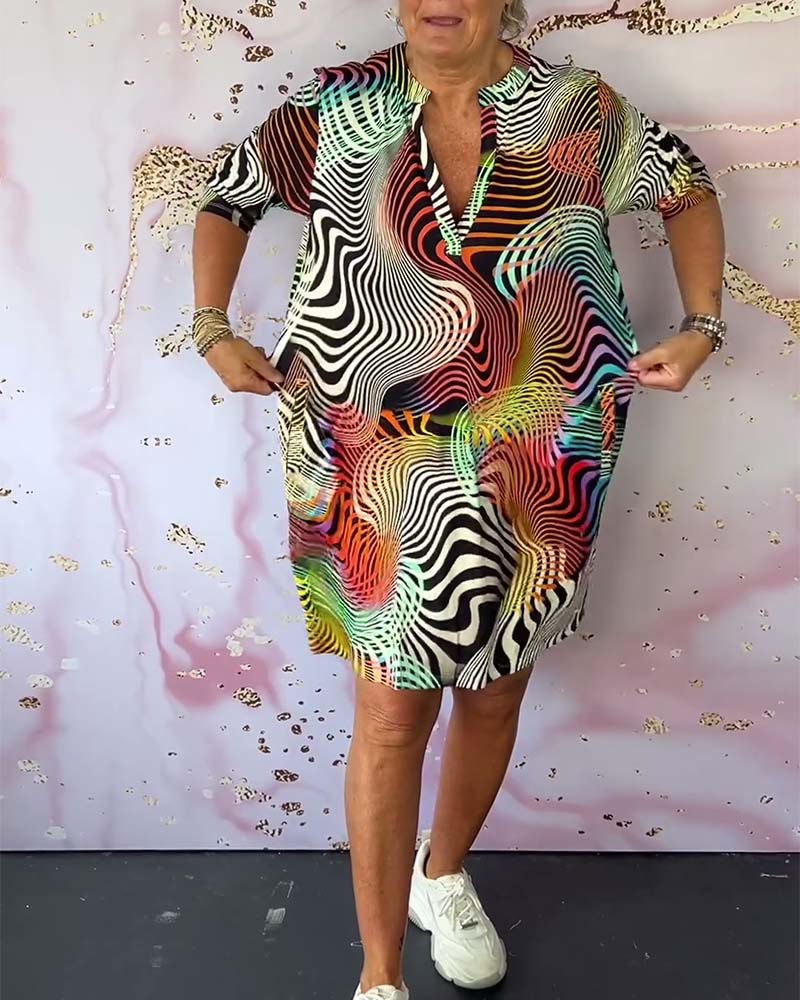 BEVERLEY | V-Collar Colorful Dress