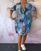 BEVERLEY | V-Collar Colorful Dress