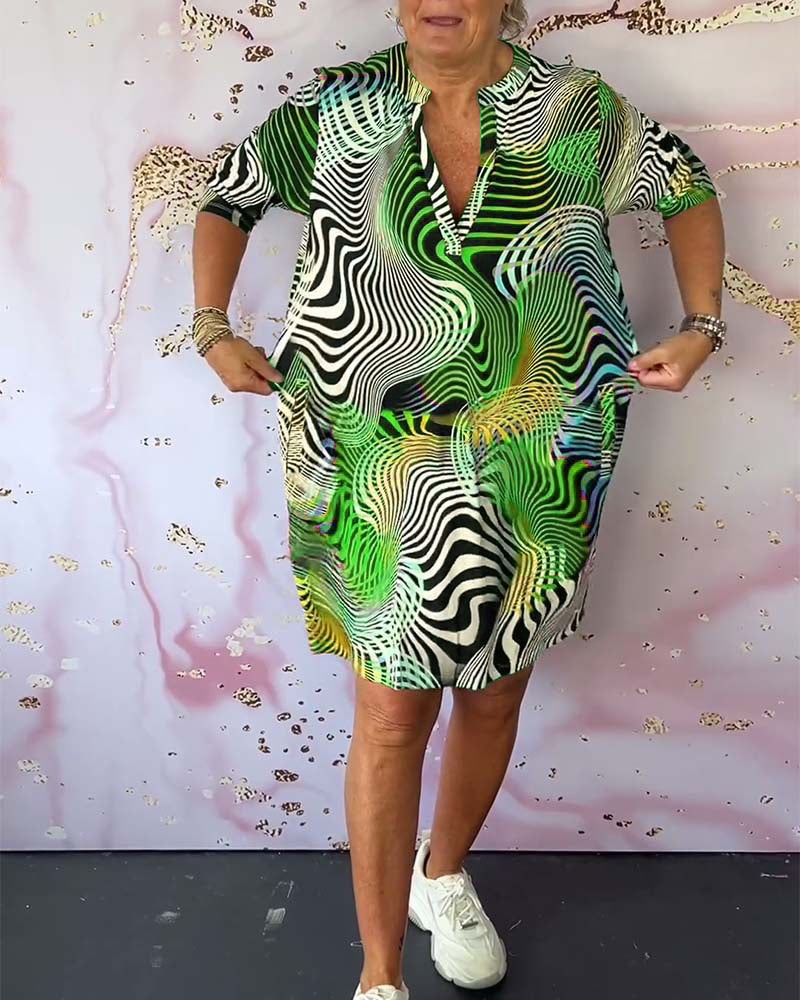 BEVERLEY | V-Collar Colorful Dress