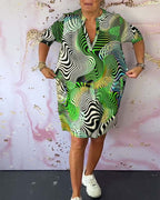BEVERLEY | V-Collar Colorful Dress