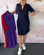 LETTICE | Vestido Sólido con Escote en V