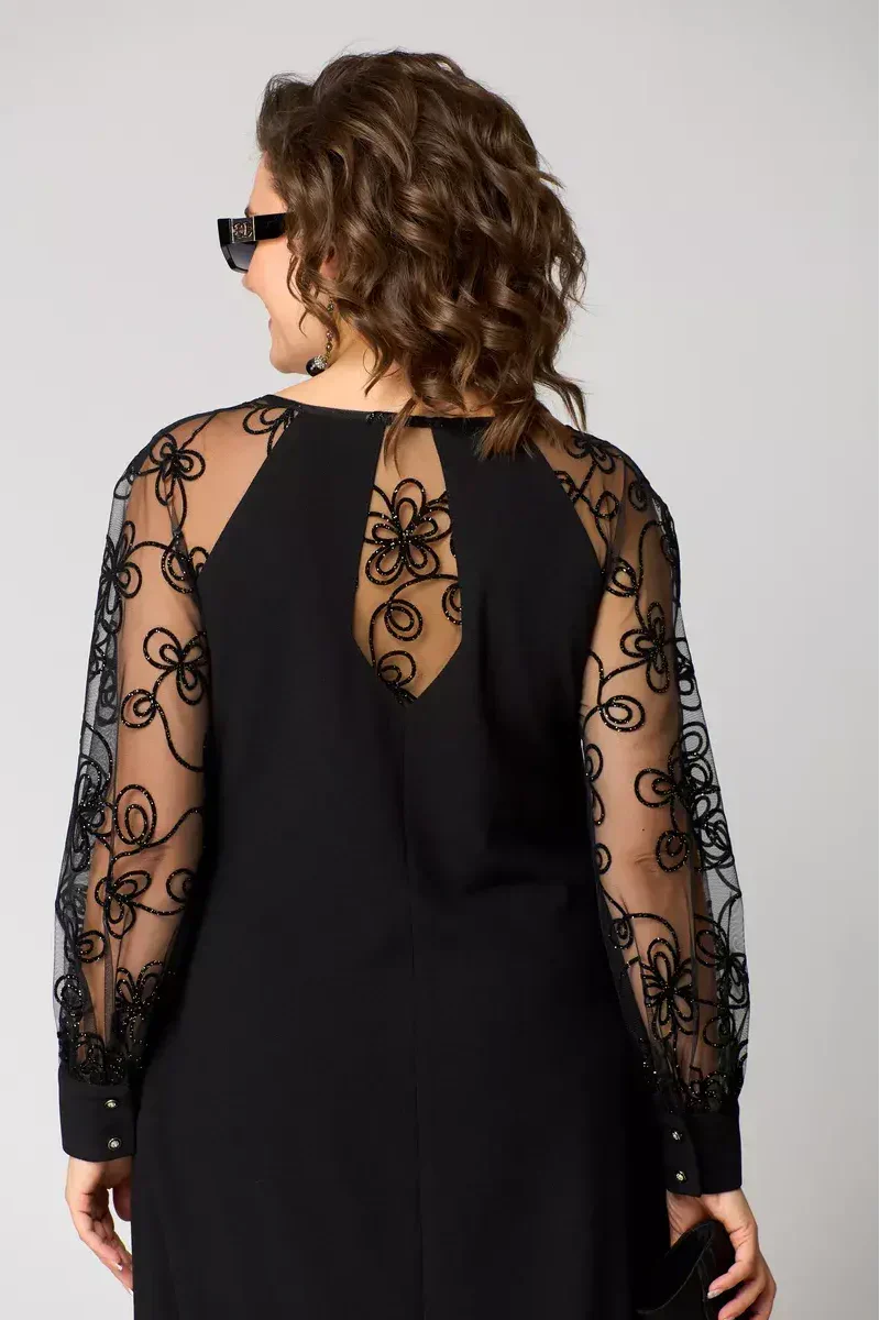 WINIFRED | VESTIDO ELEGANTE DE ENCAGE EN NEGRO