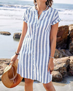 MARTINE | Elegante Vestido Camisero a Rayas