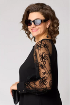 WINIFRED | VESTIDO ELEGANTE DE ENCAGE EN NEGRO