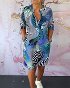 BEVERLEY | V-Collar Colorful Dress