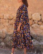 NATHALIE | Vestido Retro Impreso con Escote en V