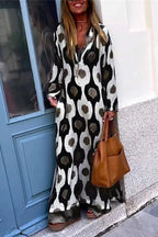 Maxi Vestido de Viscosa con Diseño de Mosaico