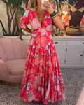 CARINE | Vestido Floral con Bolsillos y Escote en V