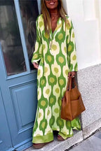 Maxi Vestido de Viscosa con Diseño de Mosaico