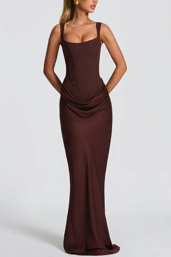 VALENTINA | MAXI DRESS WITH SQUARE NECKLINE