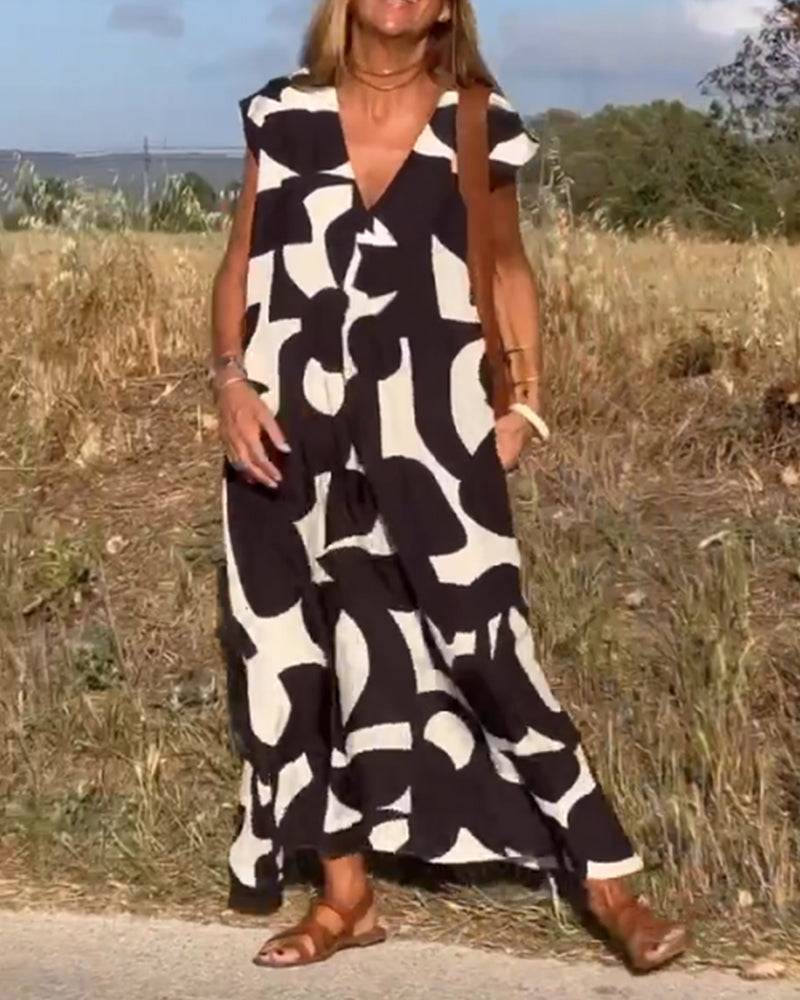 Elowen - Vestido Sin Mangas con Diseño Geométrico Asimétrico