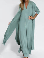 Vestido Maxi de Talla Grande Sin Mangas con Cuello en V
