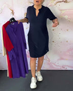 LETTICE | Vestido Sólido con Escote en V
