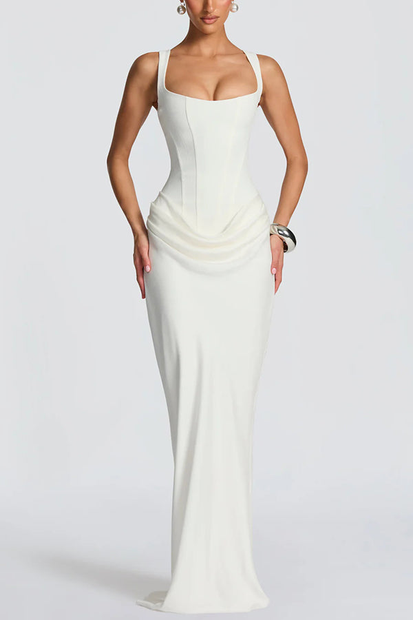 VALENTINA | MAXI DRESS WITH SQUARE NECKLINE