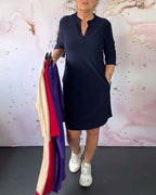 LETTICE | Vestido Sólido con Escote en V