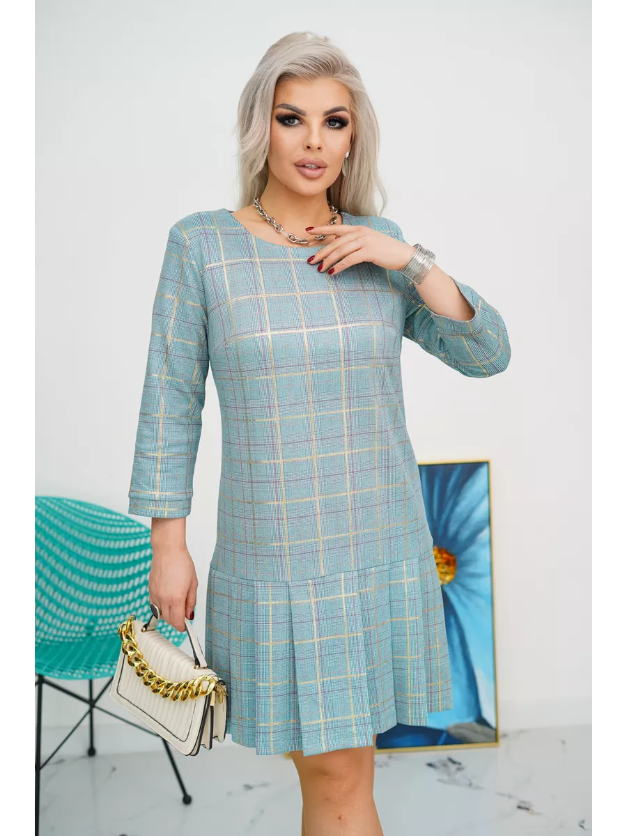GEORGINA | Vestido Plisado con Diseño de Cuadros