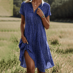 ROSALINDA | Vestido Midi con Cuello en V y Estampado de Puntos