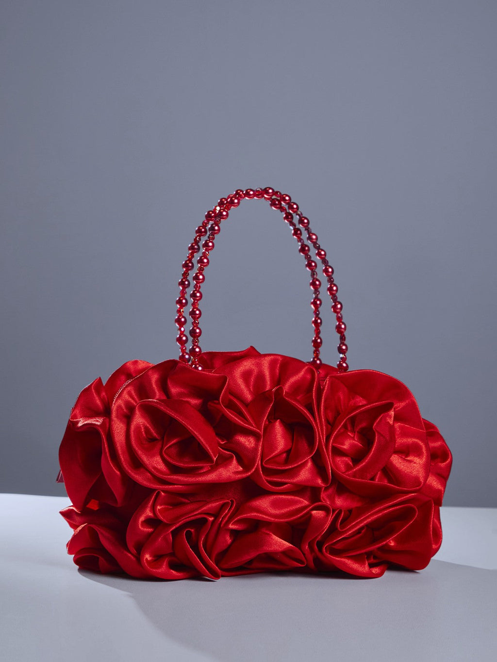 Bolso de Satén Rojo Adahy Flower