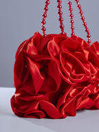 Bolso de Satén Rojo Adahy Flower