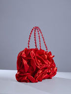 Bolso de Satén Rojo Adahy Flower
