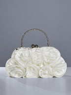Bolso de Satén Adahy con Diseño Floral en Blanco