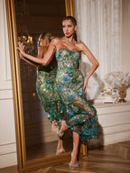 Vestido de Lentejuelas con Bordado Floral Agron