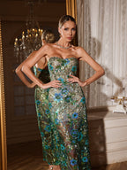 Vestido de Lentejuelas con Bordado Floral Agron