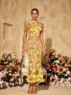 Vestido Midi Alirio con Bordado Floral