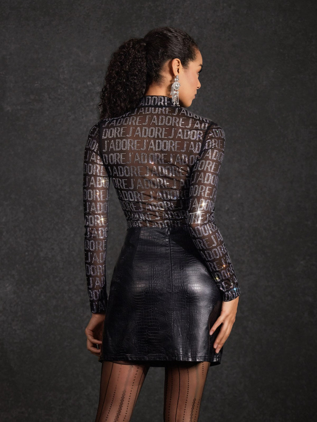 Blusa de Malla Lentejuelas Behitha de Manga Larga