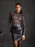 Blusa de Malla Lentejuelas Behitha de Manga Larga