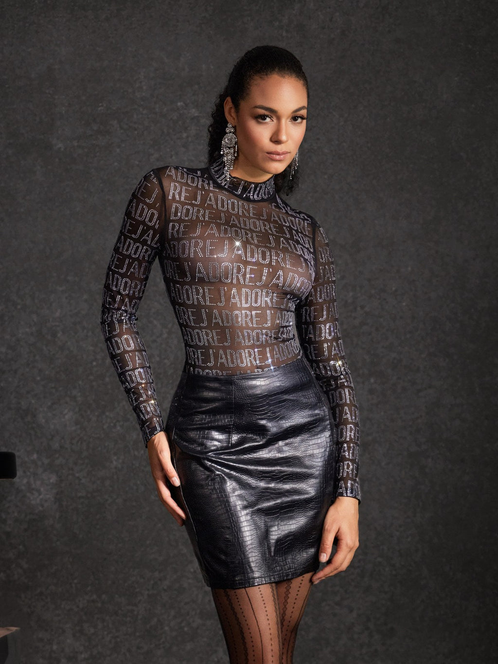 Blusa de Malla Lentejuelas Behitha de Manga Larga