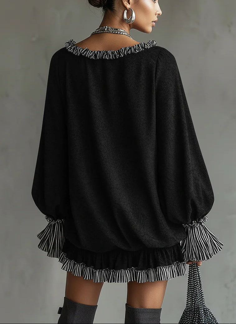 GILLIAN | Mini Vestido de Ante Sintético con Volantes