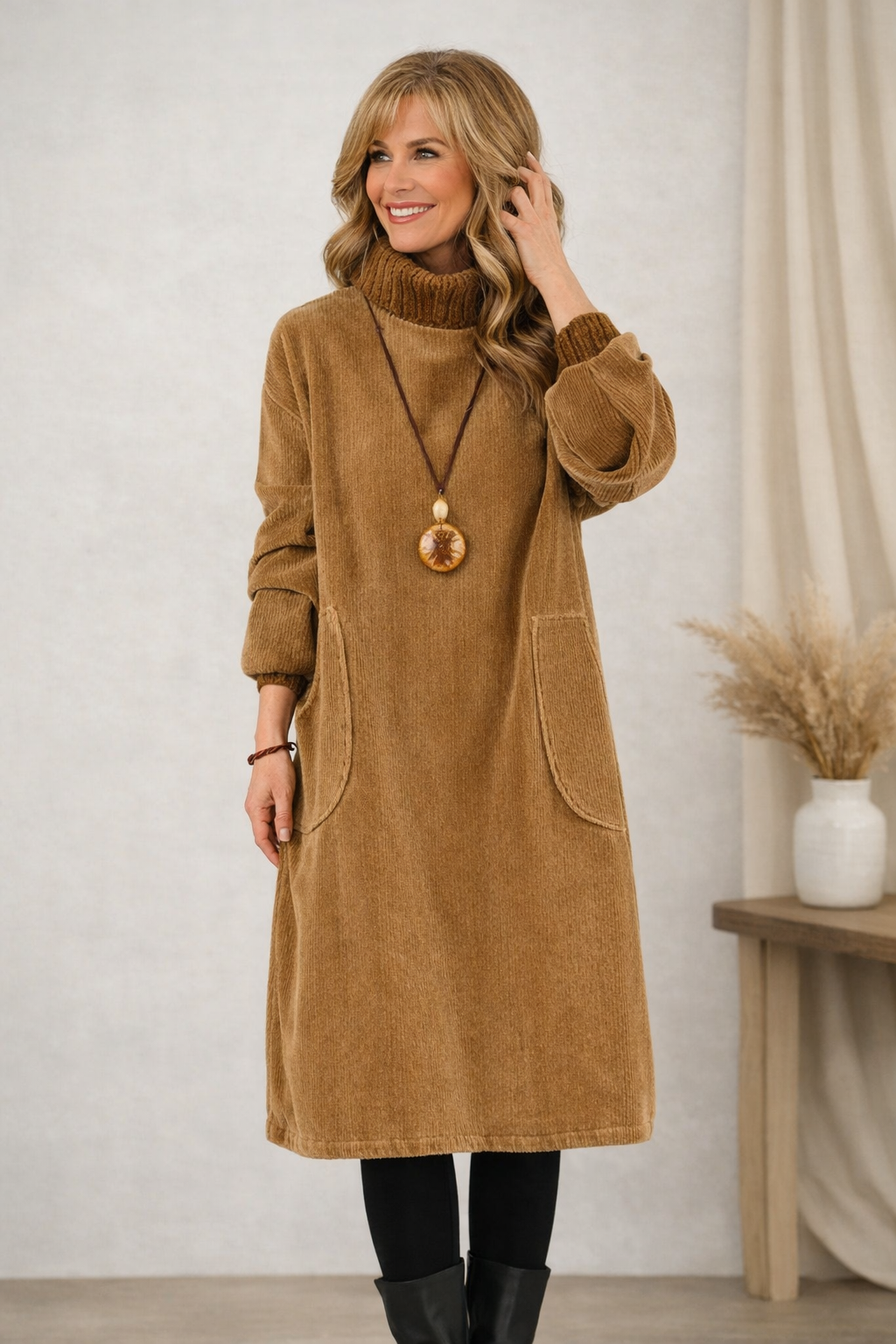 JENNIE | Vestido Midi de Cuello Alto