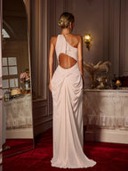 Vestido Maxi Halterneck Daiki con Volantes en Champagne