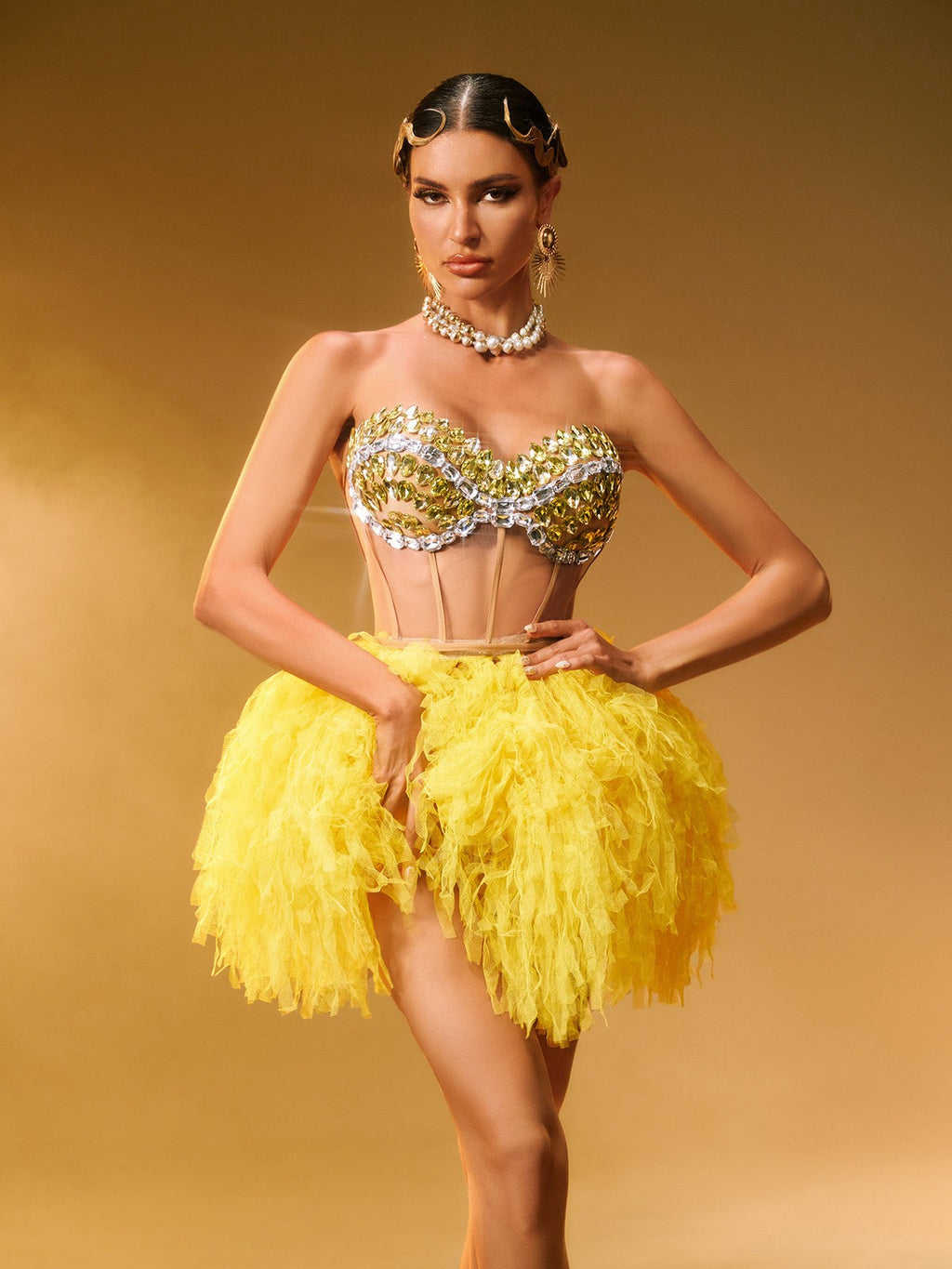 Conjunto de Falda de Tul y Corsé Strapless Dakan