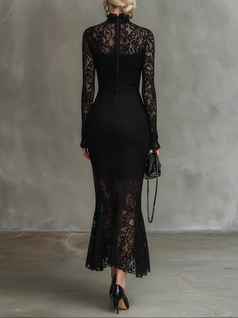 MARGARET | VESTIDO MAXI DE ENCAJE NEGRO