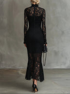 MARGARET | VESTIDO MAXI DE ENCAJE NEGRO