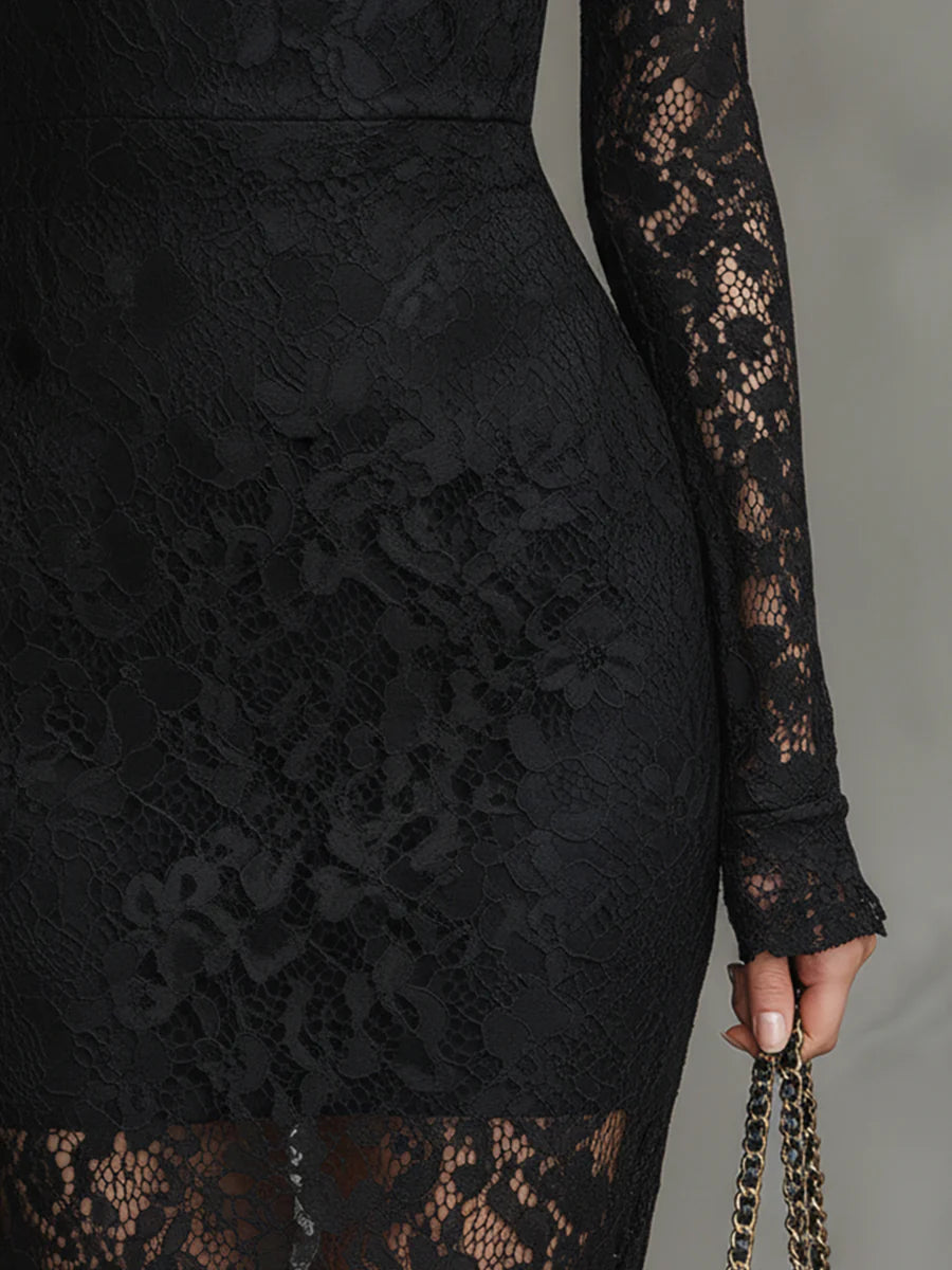 MARGARET | VESTIDO MAXI DE ENCAJE NEGRO