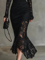 MARGARET | VESTIDO MAXI DE ENCAJE NEGRO