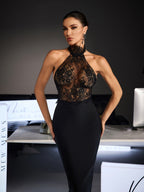 Fiete Halter Neck Lace Bodycon Dress
