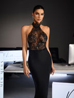 Fiete Halter Neck Lace Bodycon Dress