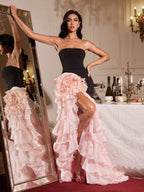 Maxi Vestido Sin Mangas con Volantes y Estampado Floral Filib