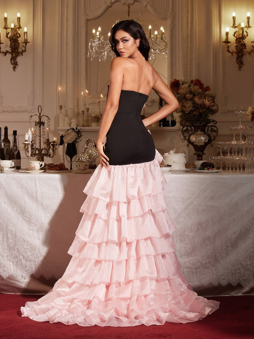 Maxi Vestido Sin Mangas con Volantes y Estampado Floral Filib